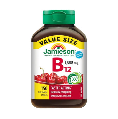 Jamieson 高效維他命 B12 (1000 微克) 先進配方 加量裝 150 粒 [包裝隨機提供]