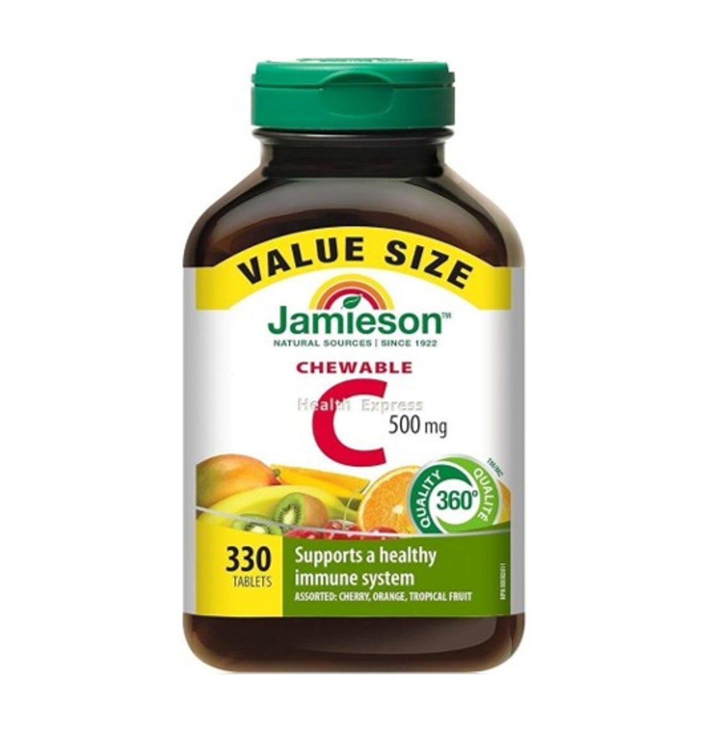 Jamieson 維他命 C 咀嚼片 (500 毫克) 雜果味 加量裝 330 粒 (包裝隨機提供)