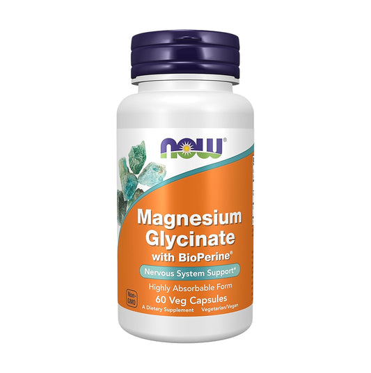 NOW Foods Magnesium Glycinate With BioPerine® 60 Veg Capsules [Authorised Distributor]