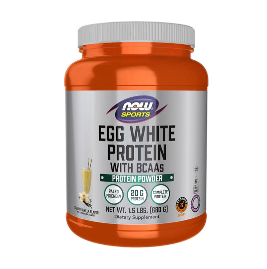 NOW Foods Sports Egg White Protein Creamy Vanilla 1.5 lbs (680 g) [Authorised Distributor]