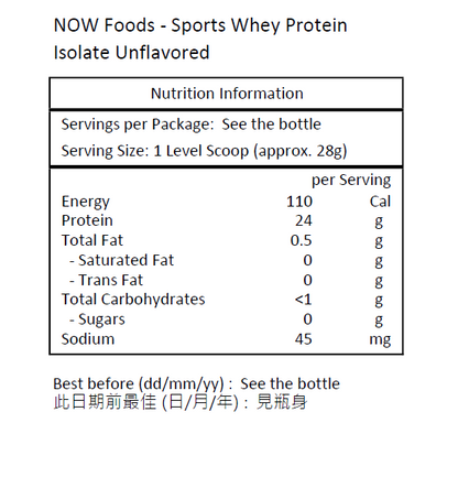 NOW Foods 運動型 分離乳清蛋白粉 原味 5 磅（2,268 克）[香港行貨]