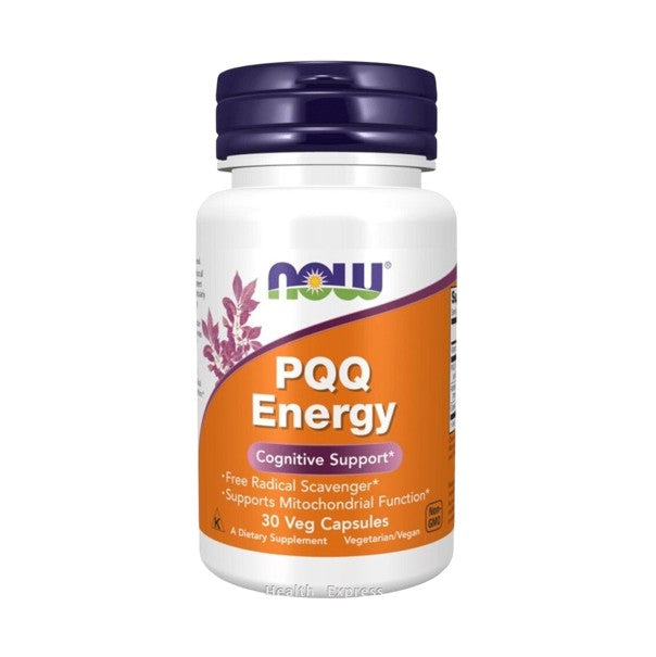 NOW Foods PQQ 能量 30 粒素食膠囊 含維生素B12 輔酶Q10