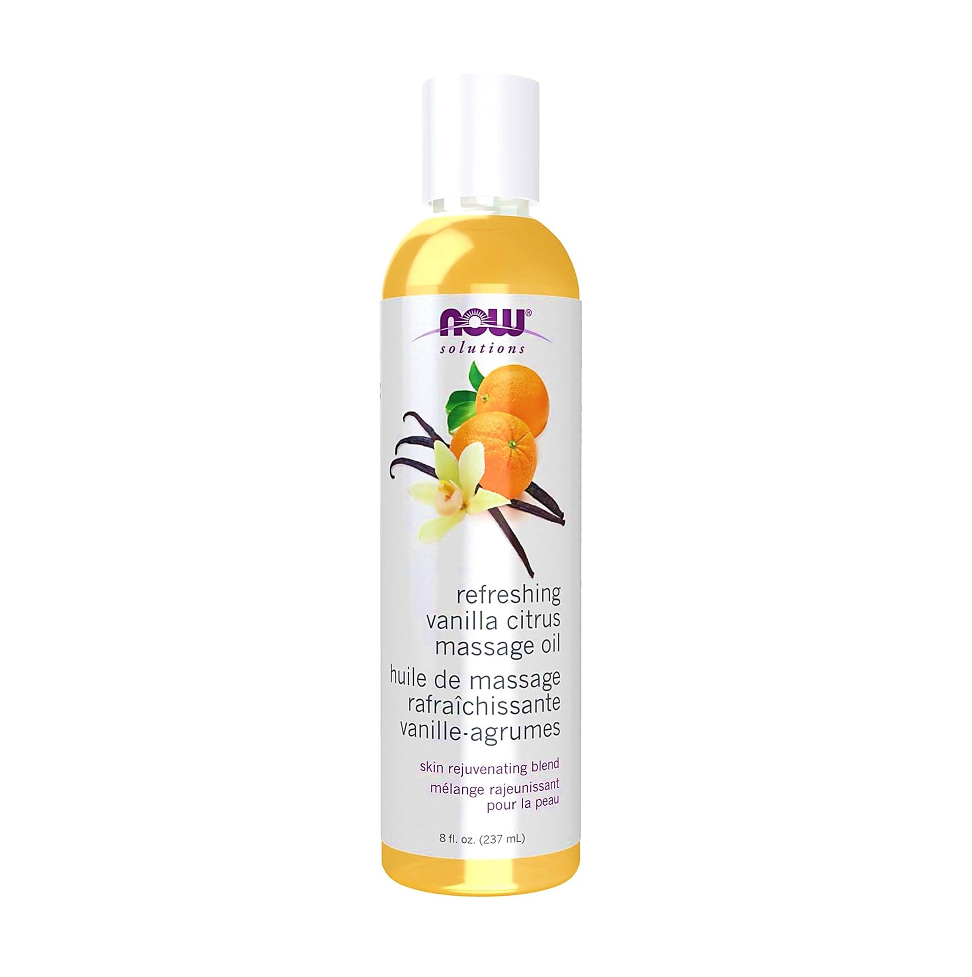 NOW Foods Solutions Refreshing Vanilla Citrus Massage Oil, 8 fl oz (237 ml) [Hong Kong Official Product]
