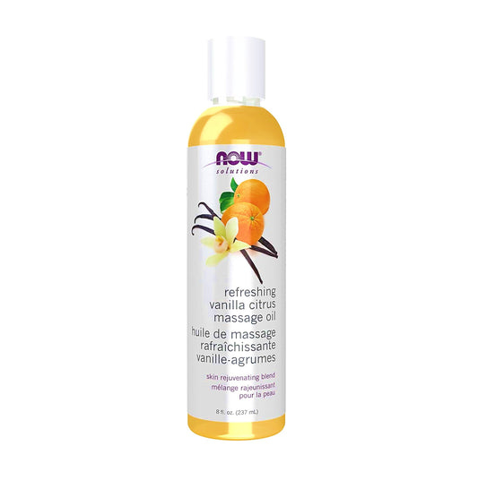 NOW Foods Solutions Refreshing Vanilla Citrus Massage Oil, 8 fl oz (237 ml) [Hong Kong Official Product]

