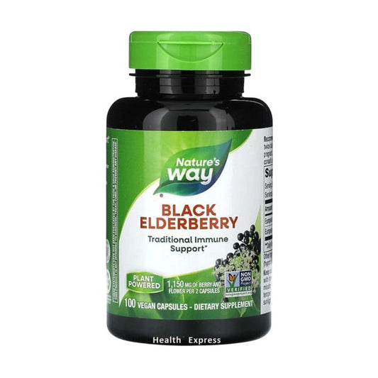 Nature's Way Black Elderberry 100 Vegan Capsules (1,150 mg per 2 Capsules) #12440 [Parallel Import]
