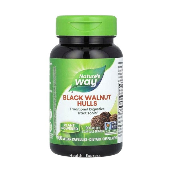 Nature's Way Black Walnut Hulls, 100 Vegetarian Capsules (900 mg per 2 capsules) [Parallel Import] #10600

