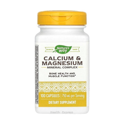 Nature's Way Calcium Magnesium Mineral Complex 100 Capsules (750 mg per 3 Capsules) #41310 [Parallel Import]

