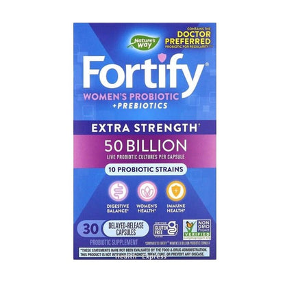 Nature's Way Fortify Women's Probiotic + Prebiotics Extra Strength 50 Billion 30 Delayed-Release Vegetarian Capsules #11581 [Parallel Import]

