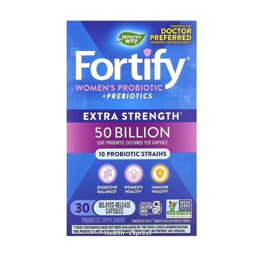 Nature's Way Fortify Women's Probiotic + Prebiotics Extra Strength 50 Billion 30 Delayed-Release Vegetarian Capsules #11581 [Parallel Import]
