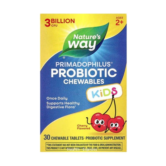 Nature's Way Primadophilus® Kids Probiotic Chewables Ages 2+ Cherry Flavor 3 Billion CFU 30 Chewable Tablets #14243 [Parallel Import]
