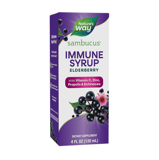 Nature's Way Sambucus Immune Syrup Elderberry (with Vitamin C,Zinc, Propolis & Echinacea) 4 fl oz (120 ml) #6974
