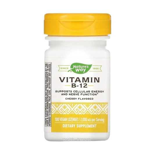 Nature's Way Vitamin B-12 Cherry Flavor 2,000 mcg 100 Vegan Lozenges #40440 [Parallel Import]
