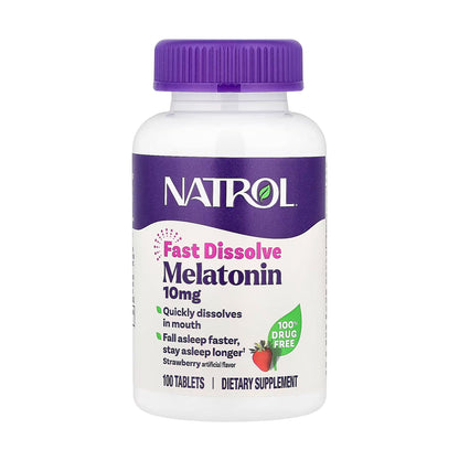 NATROL 甜睡褪黑素快速溶解 10 毫克 100 片士多啤梨味 (包裝隨機提供)