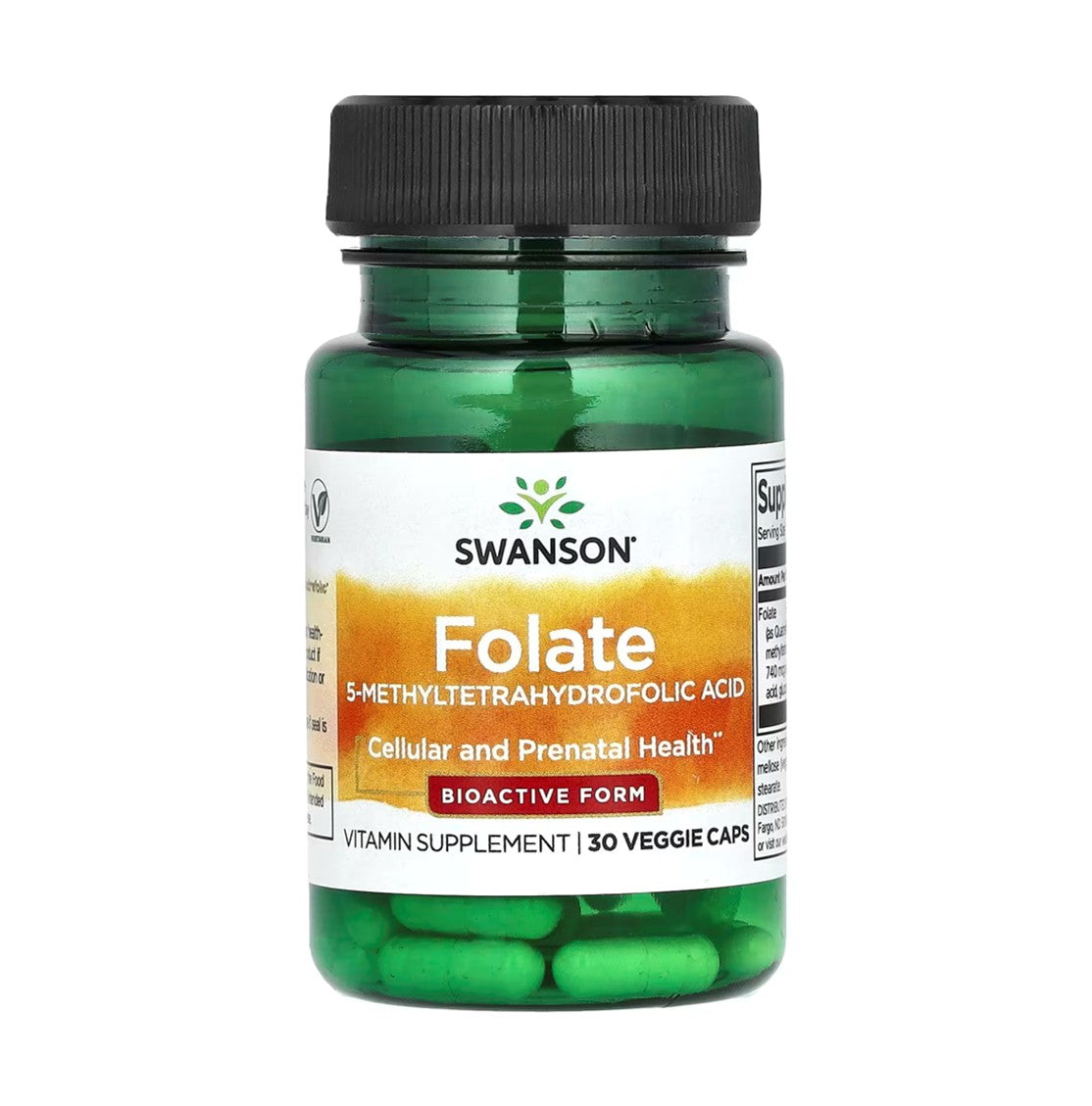 SWANSON 葉酸（每粒膠囊含 680 微克 DFE）30 粒素食膠囊