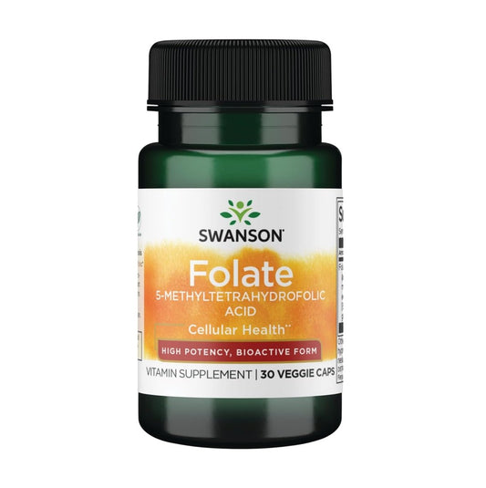 SWANSON Super Folate (5-Methyltetrahydrofolate) 800 mcg, 30 Vegetarian Capsules [Parallel Import]
