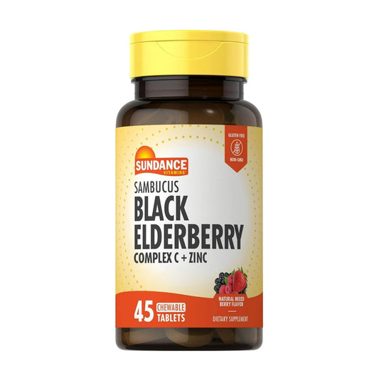 Sundance Black Elderberry Complex Vitamin C + Zinc Chewable Tablets Berry Flavor 45 Tablets [Parallel Import]
