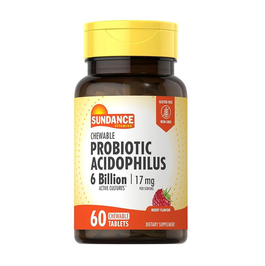 Sundance Chewable Probiotic Acidophilus 6 Billion 17 mg Natural Berry Flavor 60 Tablets [Parallel Import]
