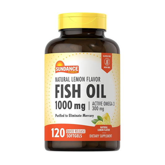 Sundance Fish Oil 1000 mg + 300 mg Active Omega-3 Natural Lemon Flavor 120 Rapid Release Softgels [Parallel Import]

