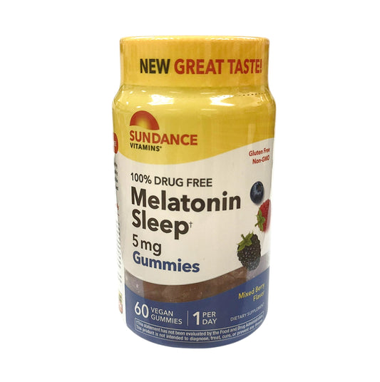 SundanceMelationin 5 mg Gummies Natural Mixed Berry Flavor 60 Vegan Gummies (RANDOM Packing)
Sundance 褪黑激素5毫克軟糖 雜莓口味 60粒素食軟糖