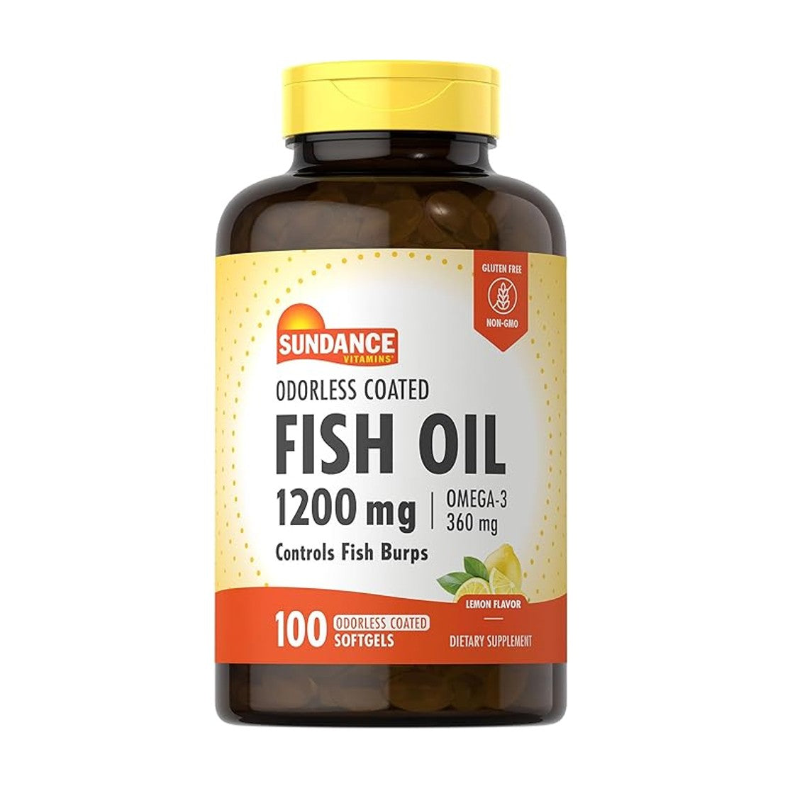 Sundance Odorless Fish Oil 1200 mg + Omega-3 360 mg Lemon Flavor 100 Softgels [Parallel Import]
