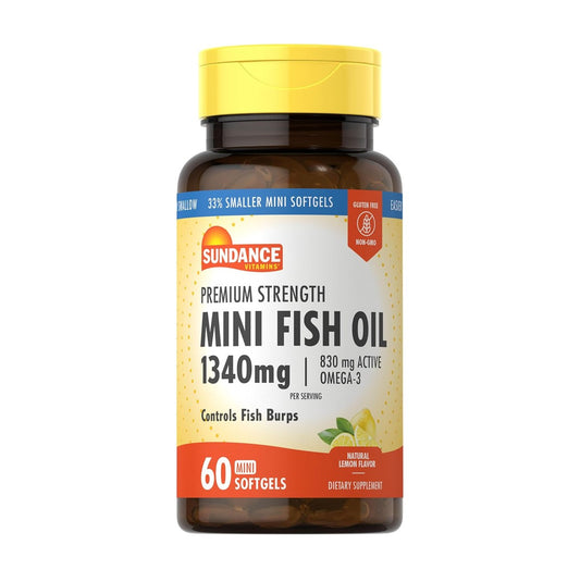 Sundance Premium Strength Mini Fish Oil 1340 mg + 830 mg Active Omega-3 Natural Lemon Flavor 60 Mini Softgels [Parallel Import]
