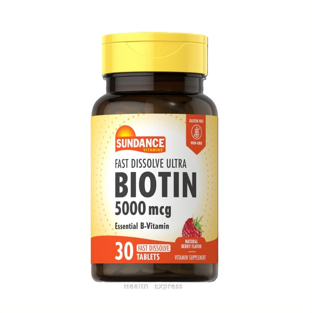 Sundance Ultra Biotin 5,000 mcg Natural Berry Flavor Fast Dissolve 30 Tablets [Parallel Import]
