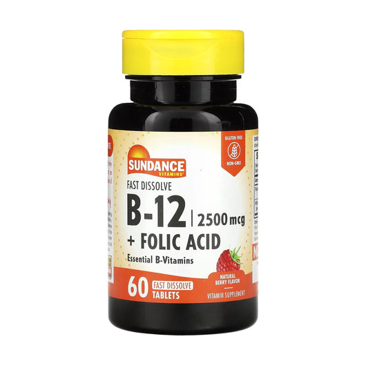 Sundance Vitamin B-12 2500 mcg + Folic Acid Fast Dissolve 60 Tablets [Parallel Import]
