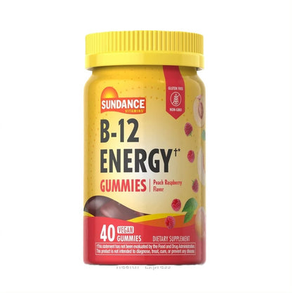 Sundance Vitamin B12 Raspberry White Peach Flavor Energy Gummies 40 Vegetarian Gummies [Parallel Import]
