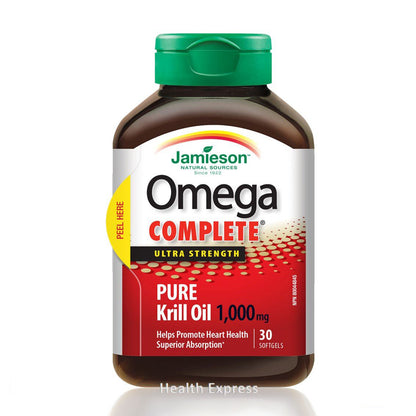 Jamieson 超強奧米加3特級純磷蝦油(1000毫克)30 粒 (兩款包裝隨機提供) [平行進口]