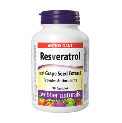 Webber Naturals 抗氧護心白藜蘆醇+葡萄籽精華 (200 / 25 毫克) 90 粒 (包裝隨機提供) 