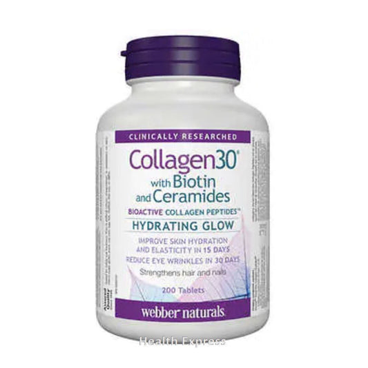 Webber Naturals 膠原蛋白 30 + 生物素 + 神經酰胺 + 透明質酸 (保濕煥膚耀目配方) 200 粒
