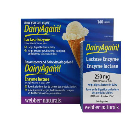 Webber Naturals Dairy Again!™ Lactase Enzyme 250 mg 140 Capsules [Parallel Goods]