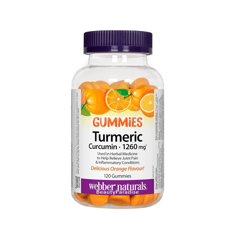 Webber Naturals Turmeric Curcumin 1260 mg Delicious Orange Flavour 120 Gummies