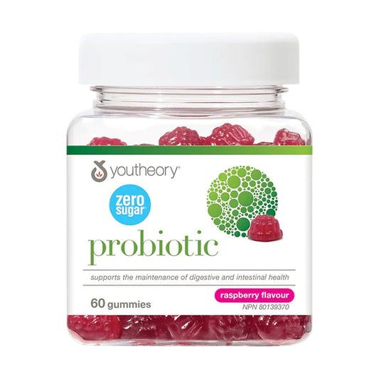 Youtheory Probiotic Gummies Zero Sugar Raspberry Flavour 60 gummies [Parallel Goods]
