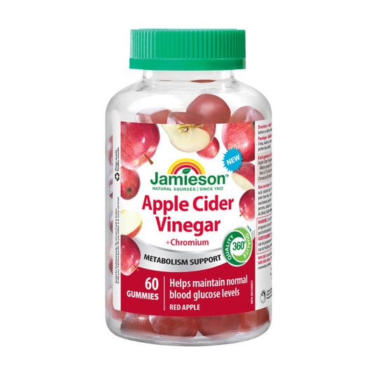 Jamieson 燒脂排毒天然蘋果醋+鉻軟糖(生酮飲食配方)60 粒 (包裝隨機提供)  [平行進口]