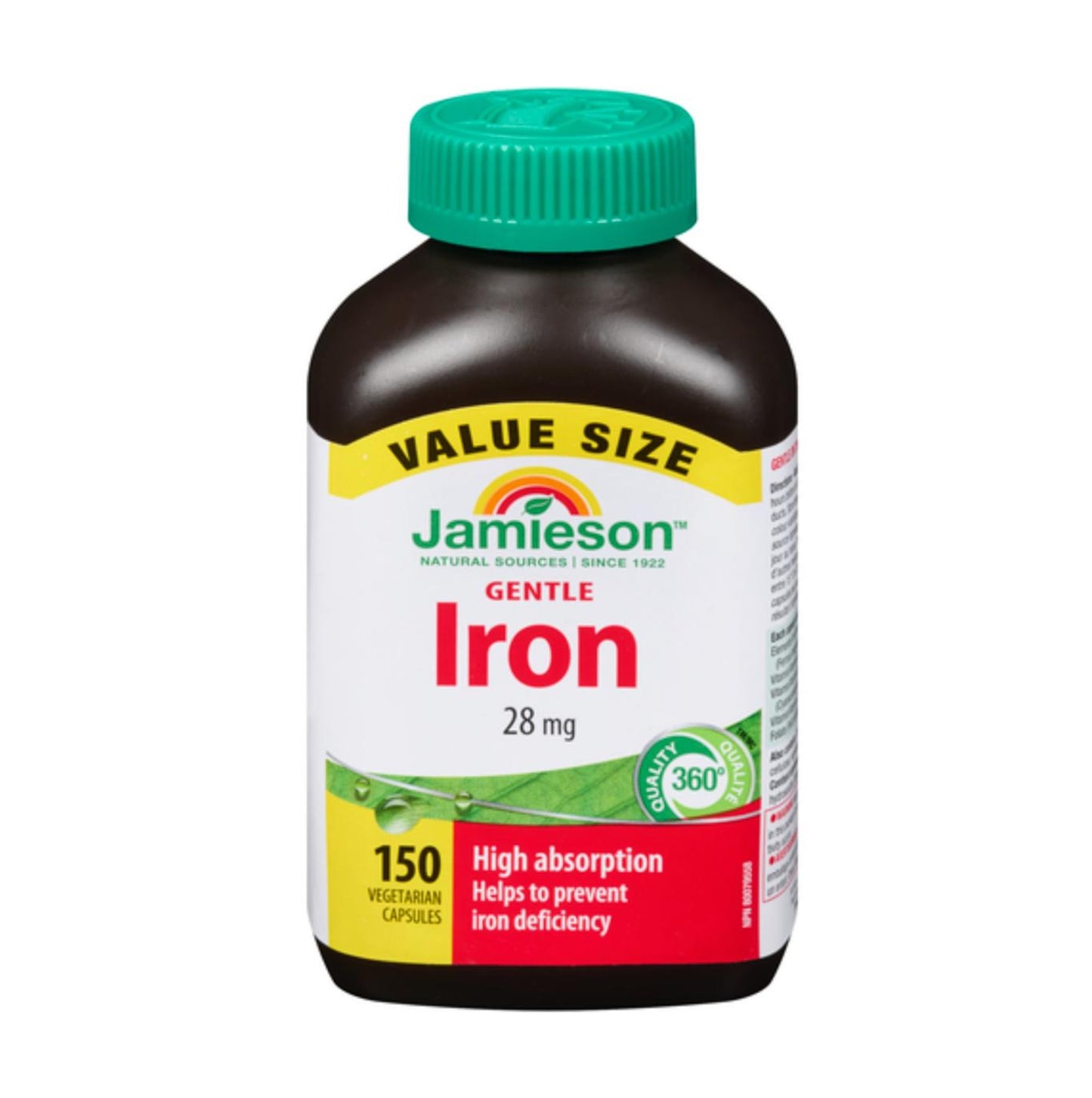 Jamieson 健體 溫和鐵質補充品  (28 毫克) 維他命 B2+B12+C+Folate 配方 150 粒 超值加量裝 (包裝隨機提供) [平行進口]