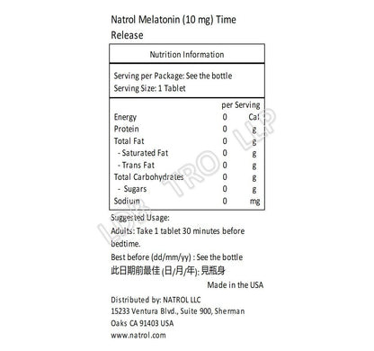 NATROL 高級長效超強甜睡褪黑素 (10 毫克) 100 粒