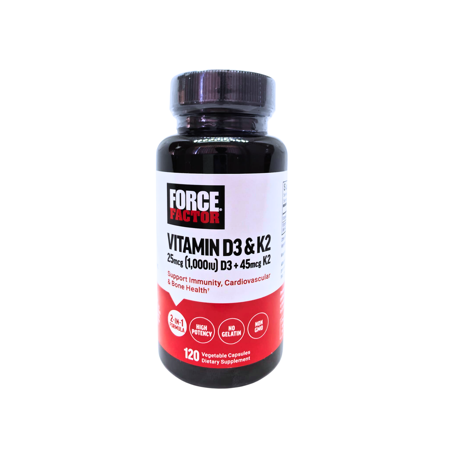Force Factor 維他命 D3 & K2 複合配方 120粒素食膠囊 [香港行貨]