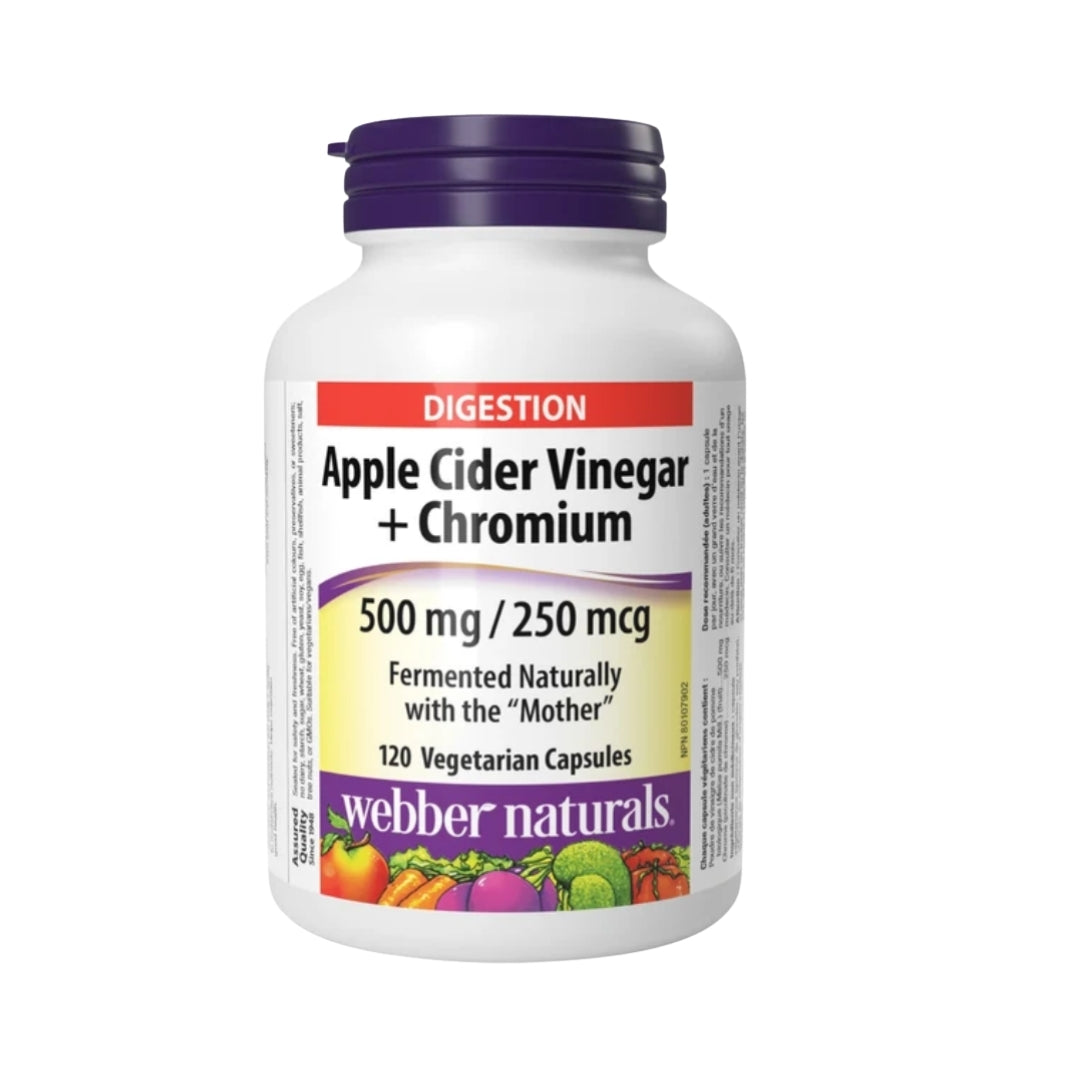webber naturals-有機蘋果醋 + 鉻 500mg/250mcg 120粒素食膠囊
