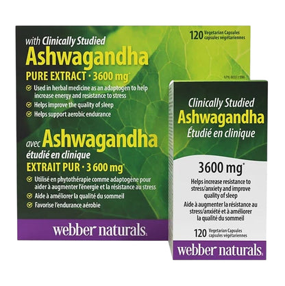 Webber Naturals 南非醉茄 3,600 毫克 120粒素食膠囊 [平行進口]