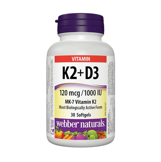 Webber Naturals 健體護骨維他命 K2 (120 微克)+ 維他命 D3 (1000 IU) 30 粒 [平行進口]