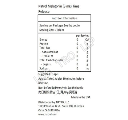 NATROL 長效甜睡褪黑素 3 毫克 100 片