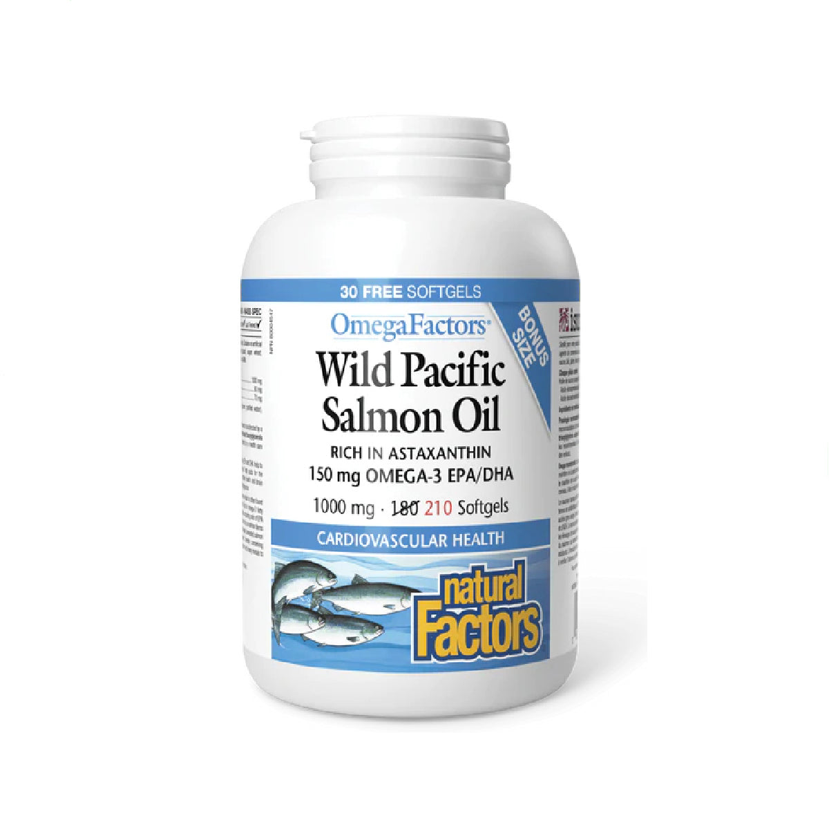Natural Factors OmegaFactors® 野生太平洋三文魚魚油 (1000 毫克) 210 粒