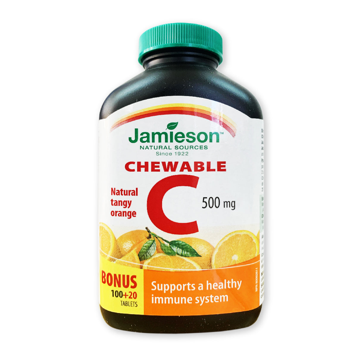 Jamieson 維他命 C 咀嚼片 (500 毫克) 香橙味 100 + 20 粒 (兩種包裝將隨機提供)