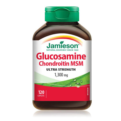 Jamieson 關節健骨寶 (三合一特強配方) 葡萄糖胺 + 硫酸軟骨素 + MSM (1300 毫克) 120 粒 (包裝隨機提供) [平行進口]