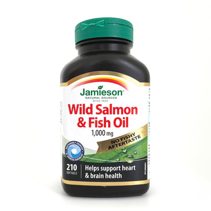 Jamieson 金裝野生三文魚魚油 (1000 毫克) 210 粒 (兩款包裝隨機提供) [平行進口]