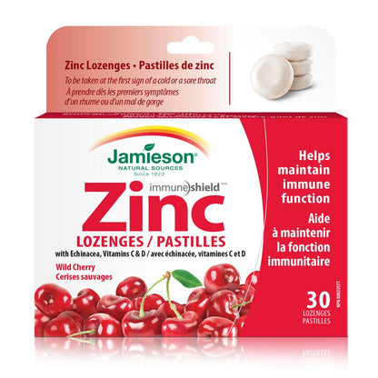 Jamieson 健體鋅+紫錐菊+維他命C/D 潤喉糖 (野櫻桃味) 30 粒