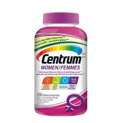 Centrum 女士全效多種維他命及礦物質  (超大加量裝，加拿大版) 250 粒 (兩款包裝隨機提供)