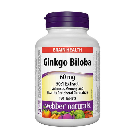 webber-naturals-gingko-biloba-60mg-180tablets 醒腦銀杏精華 (60 毫克) 180 粒