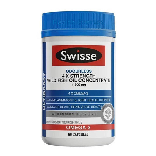Swisse Ultiboost 4x Strength Wild Fish Oil Concentrate (1800 mg), 60 Capsules
